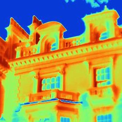 Thermal image of ornate building